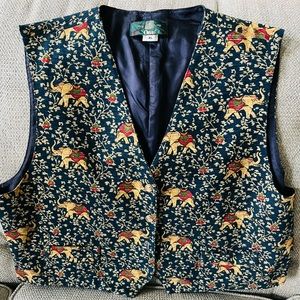Orvis Vintage BohoTapestry Vest Size XL